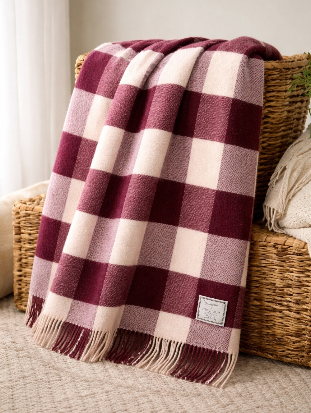 Johnston's Of Elgin 100% Lamb Wool Utility Throw Blanket Tartan Plaid Fringe